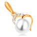 Zlatý prívesok 585 - biela guľatá perla v obryse nepravidelného srdca