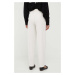 Nohavice Armani Exchange dámske, béžová farba, rovné, vysoký pás