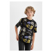 DEFACTO Boy's Oversize Fit Crew Neck Patterned Short Sleeve T-Shirt