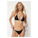 Trendyol Black Tie Shiny Lacquer Printed Brazilian Bikini Bottom