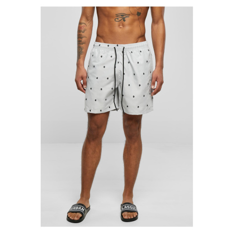 Men's embroidered swimsuit skull/light asphalt/black Urban Classics