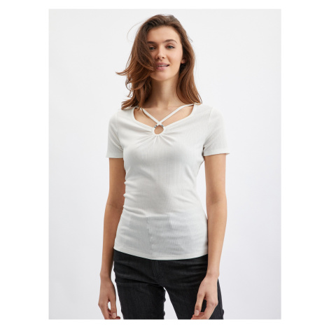 Orsay White Ladies T-shirt with Decorative Detail - Women