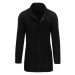 Čierny zimný kabát so zapínaním na zips a gombíky pre pánov