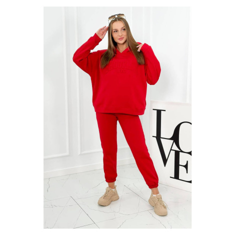 Insulated cotton set, sweatshirt + pants Brooklyn red
