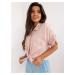 Light pink oversize summer shirt with 3/4 sleeves