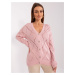 Light pink openwork button-down sweater from RUE PARIS