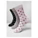 Floral Socks Made of Recycled Yarn 3-Pack Grey+Black+White