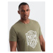 Ombre Men's motorcycle style printed t-shirt - olive