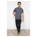 Trendyol Anthracite Regular Cut Deer Patterned Polo Neck T-shirt