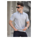 Madmext Dyed Gray Striped Polo Neck T-Shirt 5881