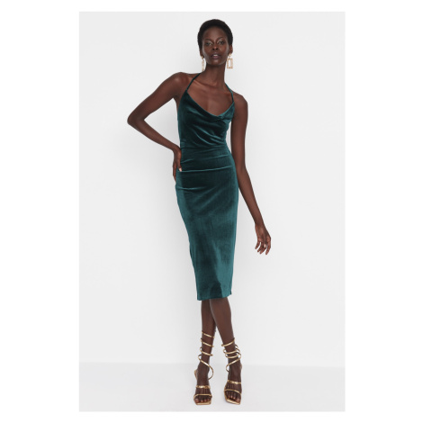 Trendyol Emerald Green Evening Dress With Straps