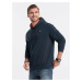 Ombre Men's hoodie with zippered pocket - navy blue