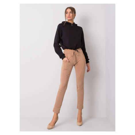 Camel trousers with drawstrings