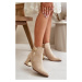 Women's ankle boots with zipper eco suede light beige Bonucci