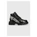 Členkové topánky Love Moschino dámske, čierna farba, na plochom podpätku,
