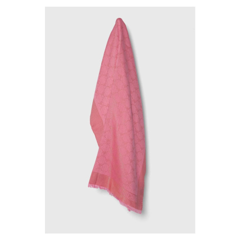 Šál s prímesou vlny Moschino ružová farba, jednofarebný