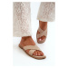 Women's flat slippers made of eco leather S.Barski Beige