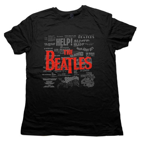 The Beatles tričko Titles & Logos Čierna