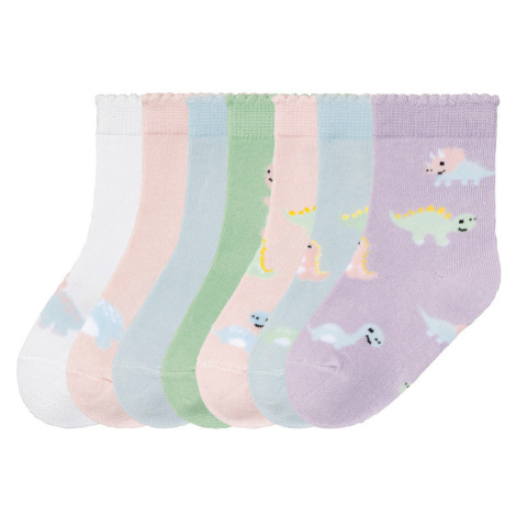 lupilu® Dievčenské ponožky, 7 párov (modrá/zelená/bledoružová/biela/fialová)