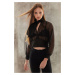 Trendyol Black Crop Sheer Look Woven Blouse