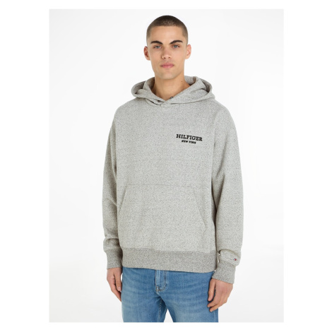 Svetlosivá pánska mikina s kapucňou Tommy Hilfiger Monotype Mouline Hoodie