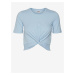 Light blue womens cropped T-shirt with knot Noisy May Twiggi - Women