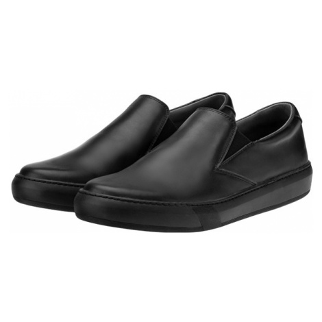 Vasky Leny Dark - Dámske kožené slip on čierne, ručná výroba jesenné / zimné topánky