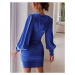 Modré saténové šaty