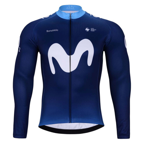 BONAVELO Cyklistický dres s dlhým rukávom zimný - MOVISTAR 2023 WINTER - modrá/biela
