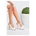 Fox Shoes Women's White Platform Heeled Evening Shoes