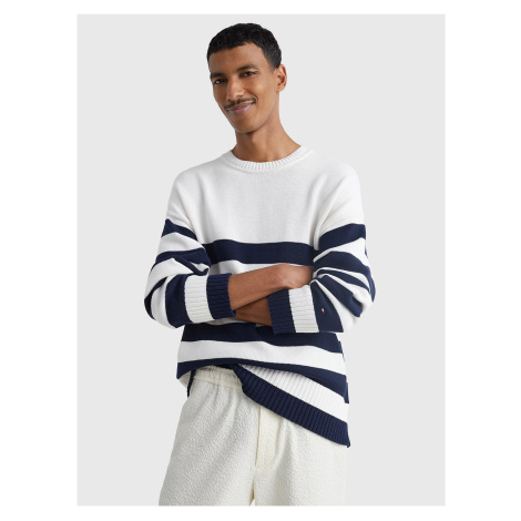 Blue and White Men's Striped Oversize Sweater Tommy Hilfiger Breton - Men