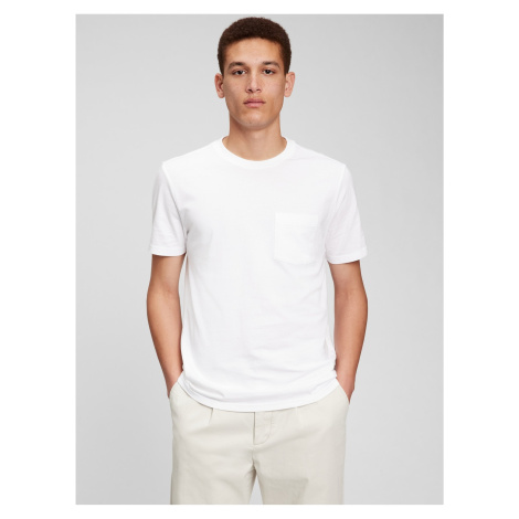 Biele pánske basic tričko s vrecúškom GAP