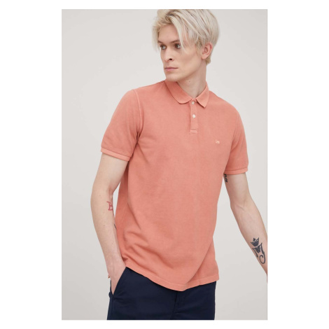 Bavlnené polo tričko Lee oranžová farba, jednofarebné