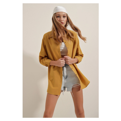 Bigdart 3900 Oversized Basic Long Shirt - Mustard