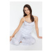 Trendyol Multicolor Cotton Striped Lace Detailed Rope Strap Knitted Pajama Set