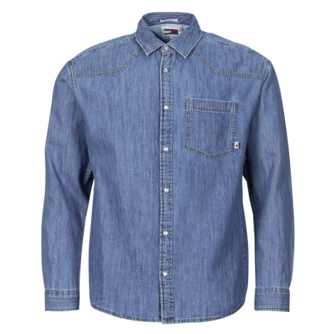 Tommy Jeans  TJM RLX WESTERN DENIM SHIRT  Košele s dlhým rukávom Modrá Tommy Hilfiger