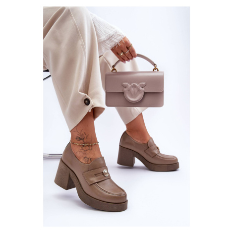 Dámske kožené členkové topánky na podpätku