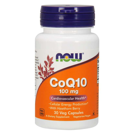 NOW® Foods NOW CoQ10 (koenzým Q10) + Hloh, 100 mg, 30 rastlinných kapsúl