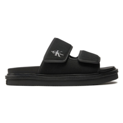 Calvin Klein Jeans Šľapky Double Bar Sandal Mtl YM0YM01020 Čierna