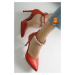 Mio Gusto Rosalie Genuine Leather Red Color Women's Evening Dress Heeled Shoes