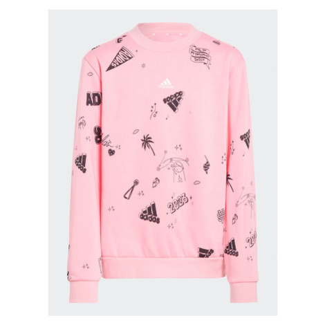 Adidas Mikina Brand Love Allover Print IA1576 Ružová Loose Fit