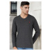 T8587 DEWBERRY V-NECK MEN'S LONG SLEEVE T-SHIRT-ANTHRACITE-1