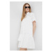 Bavlnené šaty PS Paul Smith biela farba, mini, rovný strih