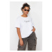 Trendyol Curve White Printed Boyfriend 100% Cotton Knitted T-shirt