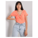 Women's T-shirt with short sleeves and neckline - coral