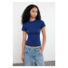 Trendyol Navy Blue More Sustainable Fitted Short Sleeve Stretchy Knitted Blouse