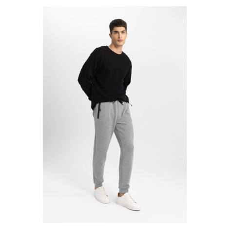 DEFACTO Slim Fit Waist Tie Elastic Leg Zipper Basic Plain Jogger Sweatpants