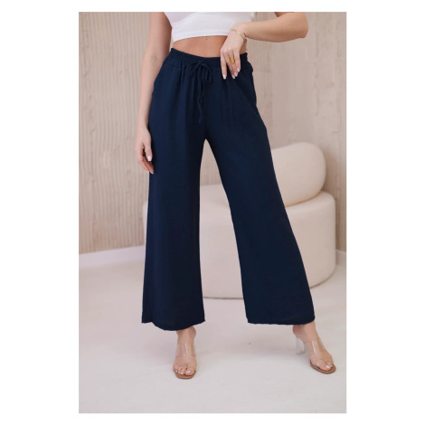 Wide viscose trousers Navy blue