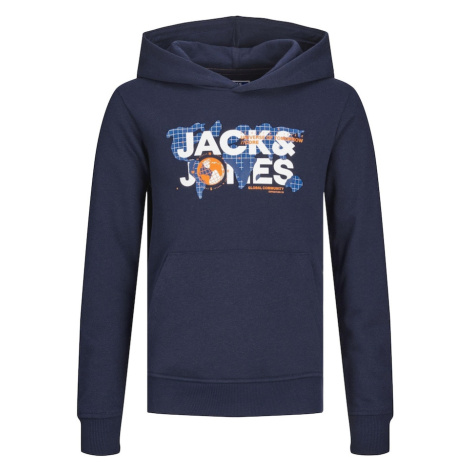 Jack & Jones Junior Mikina 'JCODust'  námornícka modrá / kráľovská modrá / oranžová / biela