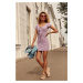Lavender cotton dress with a tied neckline